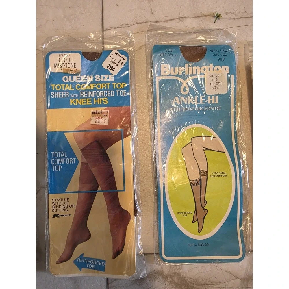 Vintage Kmart Burlington Pantsters Knee High Stockings Lot 5 Packs NOS 70s 80s